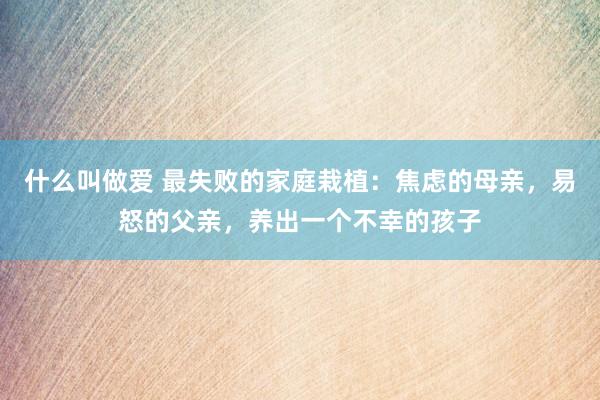 什么叫做爱 最失败的家庭栽植：焦虑的母亲，易怒的父亲，养出一个不幸的孩子