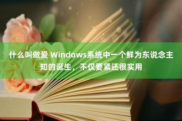 什么叫做爱 Windows系统中一个鲜为东说念主知的诞生，不仅要紧还很实用