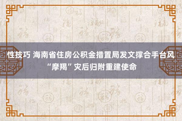 性技巧 海南省住房公积金措置局发文撑合手台风“摩羯”灾后归附重建使命