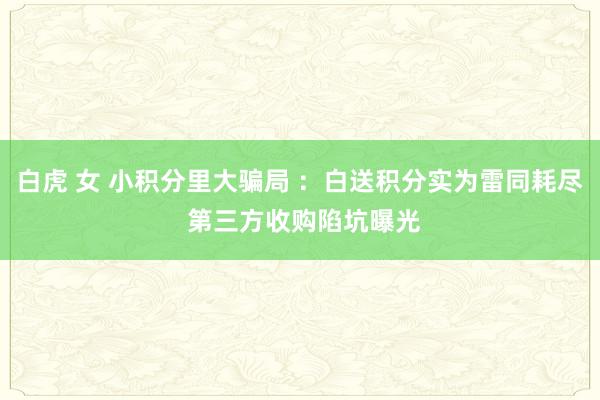 白虎 女 小积分里大骗局 ：白送积分实为雷同耗尽 第三方收购陷坑曝光