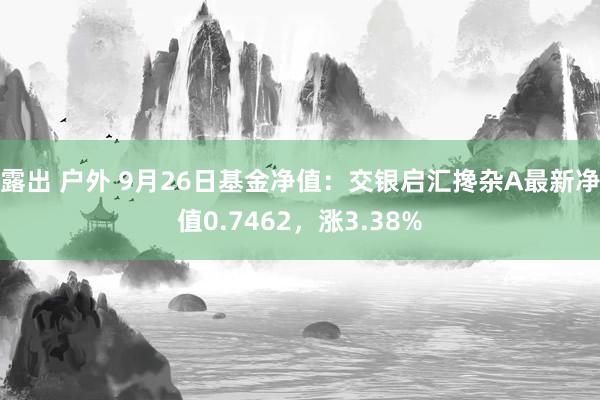 露出 户外 9月26日基金净值：交银启汇搀杂A最新净值0.7462，涨3.38%