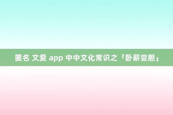 匿名 文爱 app 中中文化常识之「卧薪尝胆」