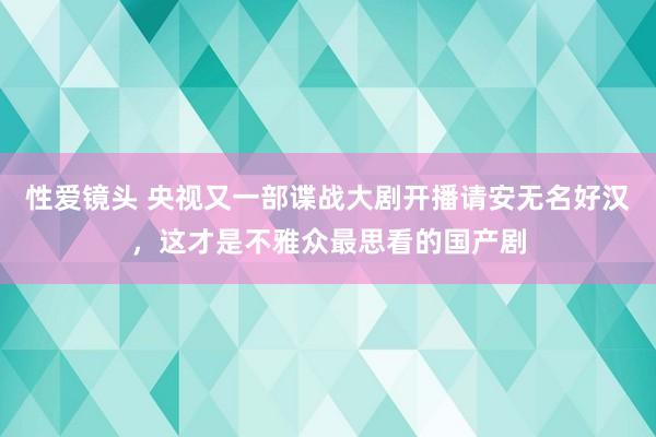 性爱镜头 央视又一部谍战大剧开播请安无名好汉，这才是不雅众最思看的国产剧