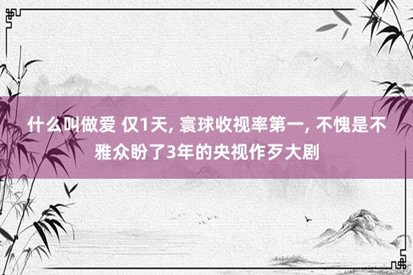 什么叫做爱 仅1天， 寰球收视率第一， 不愧是不雅众盼了3年的央视作歹大剧