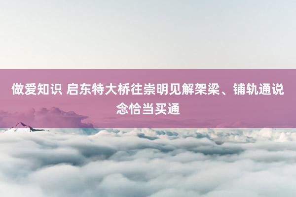 做爱知识 启东特大桥往崇明见解架梁、铺轨通说念恰当买通