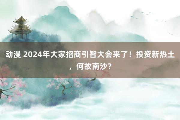 动漫 2024年大家招商引智大会来了！投资新热土，何故南沙？