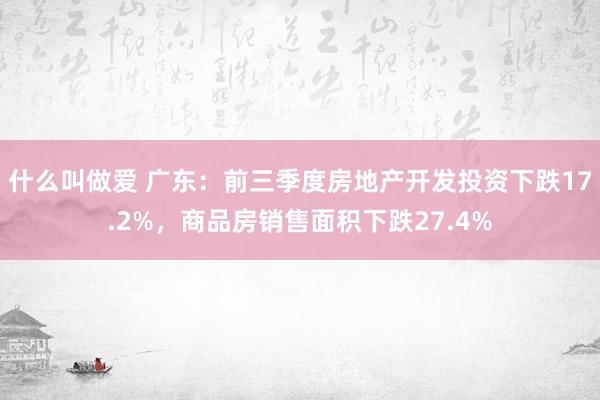 什么叫做爱 广东：前三季度房地产开发投资下跌17.2%，商品房销售面积下跌27.4%