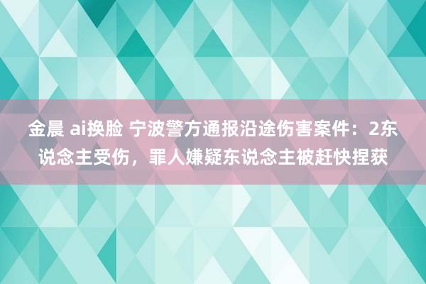 金晨 ai换脸 宁波警方通报沿途伤害案件：2东说念主受伤，罪人嫌疑东说念主被赶快捏获