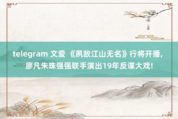 telegram 文爱 《夙敌江山无名》行将开播， 廖凡朱珠强强联手演出19年反谍大戏!