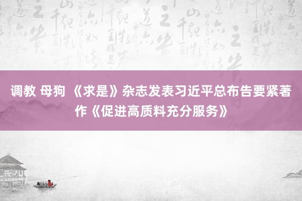 调教 母狗 《求是》杂志发表习近平总布告要紧著作《促进高质料充分服务》