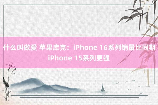 什么叫做爱 苹果库克：iPhone 16系列销量比同期iPhone 15系列更强