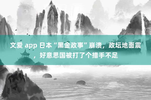 文爱 app 日本“黑金政事”崩溃，政坛地面震，好意思国被打了个措手不足