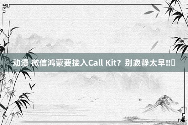 动漫 微信鸿蒙要接入Call Kit？别寂静太早‼️