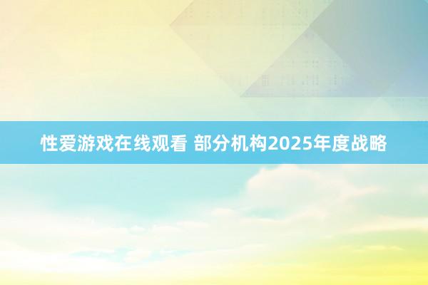 性爱游戏在线观看 部分机构2025年度战略