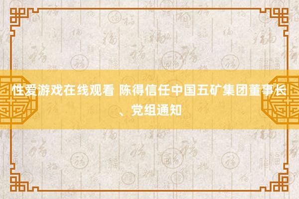 性爱游戏在线观看 陈得信任中国五矿集团董事长、党组通知