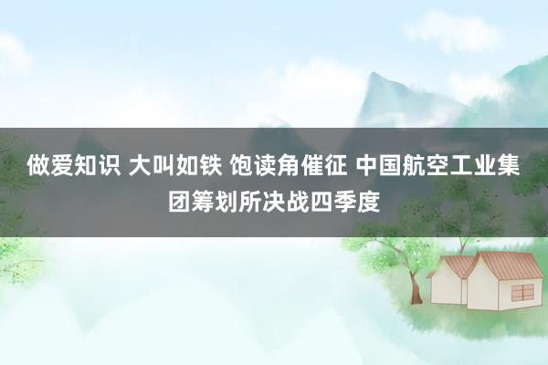 做爱知识 大叫如铁 饱读角催征 中国航空工业集团筹划所决战四季度