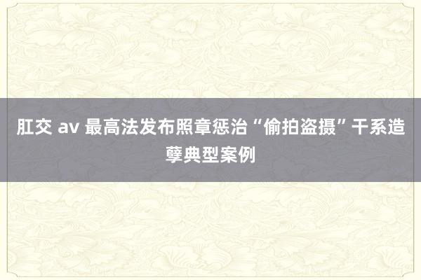 肛交 av 最高法发布照章惩治“偷拍盗摄”干系造孽典型案例