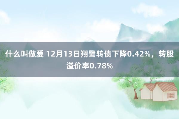 什么叫做爱 12月13日翔鹭转债下降0.42%，转股溢价率0.78%