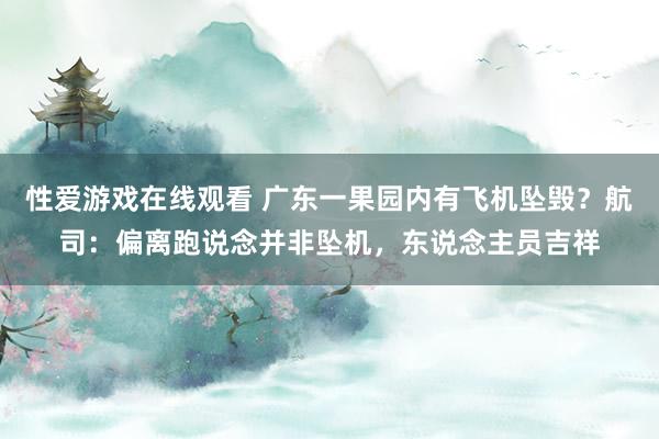 性爱游戏在线观看 广东一果园内有飞机坠毁？航司：偏离跑说念并非坠机，东说念主员吉祥