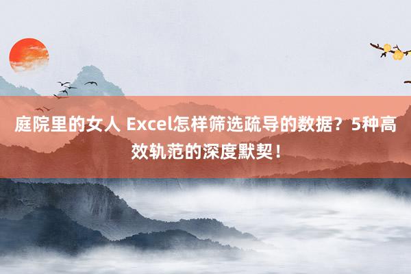 庭院里的女人 Excel怎样筛选疏导的数据？5种高效轨范的深度默契！