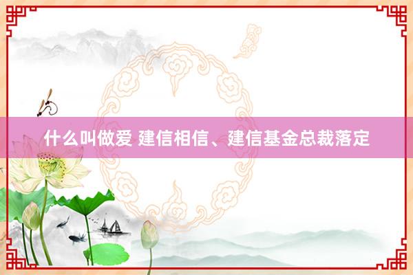 什么叫做爱 建信相信、建信基金总裁落定