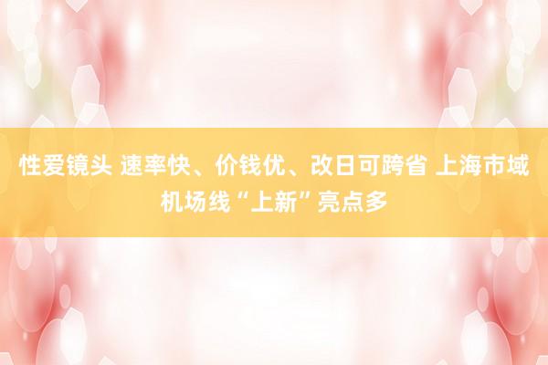 性爱镜头 速率快、价钱优、改日可跨省 上海市域机场线“上新”亮点多