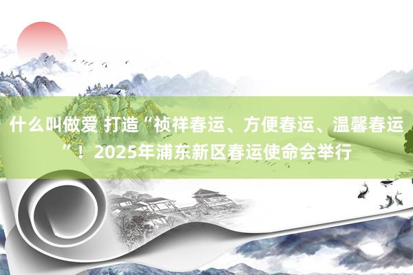 什么叫做爱 打造“祯祥春运、方便春运、温馨春运”！2025年浦东新区春运使命会举行